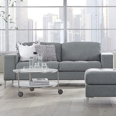 Contemporary Sofa with Tufted Seat Cushions